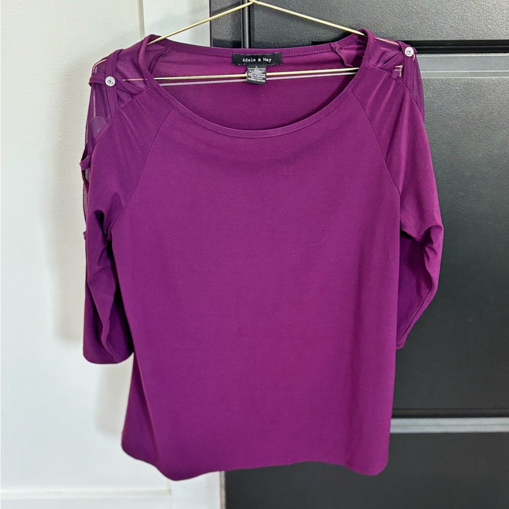 Women’s purple sheer middle sleeve shirt